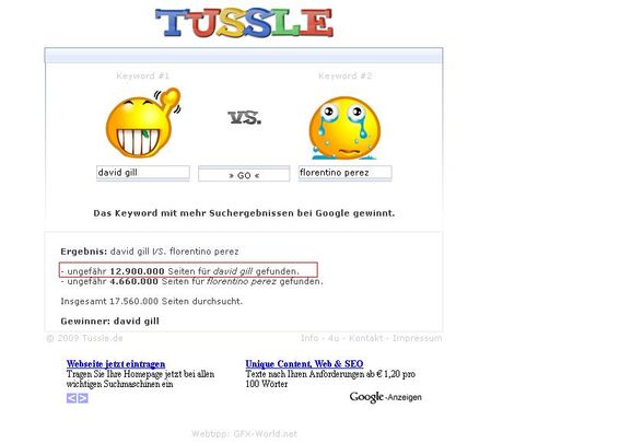 Tussle-Schlägt Googlefight - 