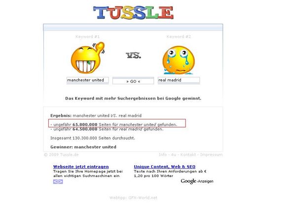 Tussle-Schlägt Googlefight - 