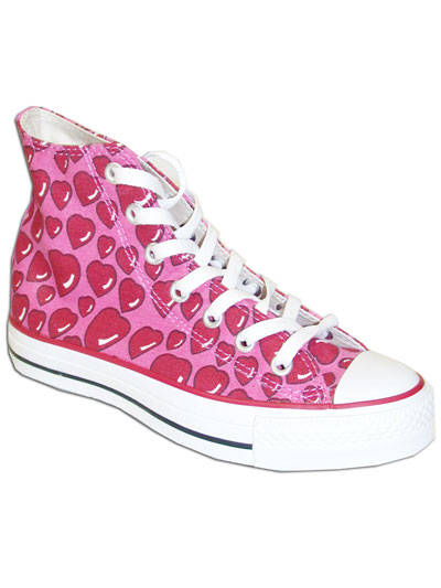 pinke und schwarze Converse - 