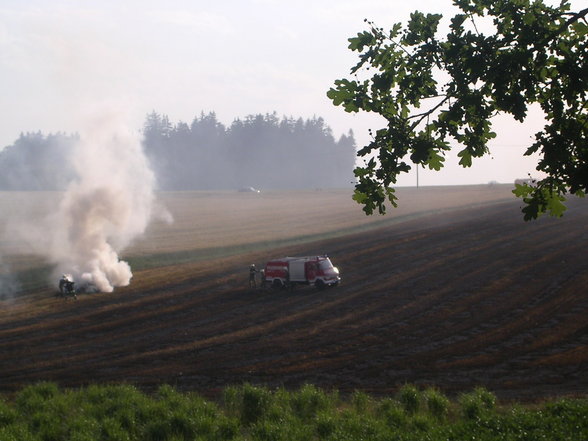 Rundballenpressenbrand in Hilbern - 