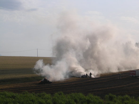 Rundballenpressenbrand in Hilbern - 