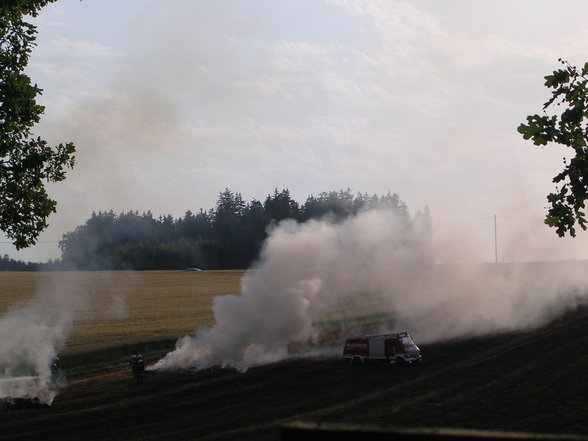 Rundballenpressenbrand in Hilbern - 