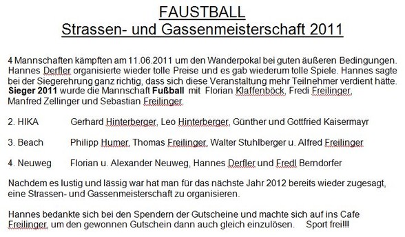 Faustball Straßen/Gassen 2011 - 